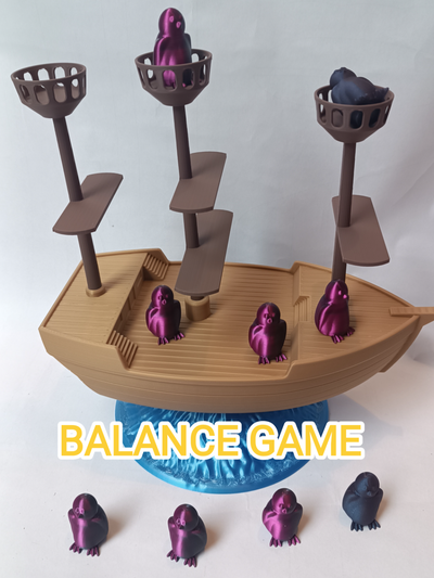 balance spiel pinguine on boot by ragnar 3d spielzeuge spiele tafel gleichgewichtsspiel pinguin 3d print model - Mito3D