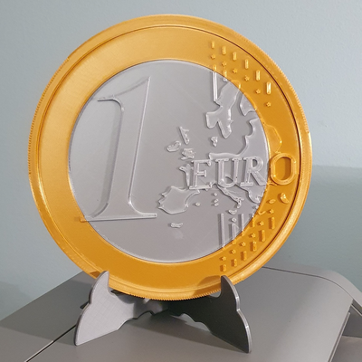 modello 1 euro by torenna sanat madeni para rozetler moneta avro birimi 3d print model - Mito3D