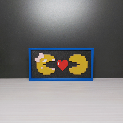 pacman amar placa by daniel l pez arte sinais logotipos pac man homem amantes jogo jogos retro videogame nintendo game boy wii nes n64 snes caverna atari 3d print model - Mito3D