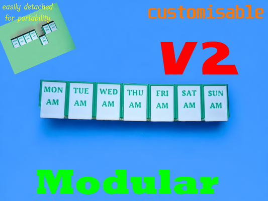 anpassbar modular tragbar abnehmbar pille caddie by cruse2382 werkzeuge veranstalter medikamente medizin box lager 3d print model - Mito3D