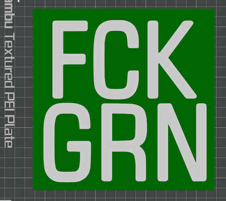 fck grn by ben art 2d vert faire fête politique 3d print model - Mito3D