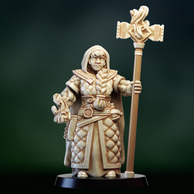 dwarf cleric dnd miniature remixed by darkwing miniatures creatures dndmini dndminiature mini ttrpg dungeon dragons dungeonanddragons 3d print model - Mito3D