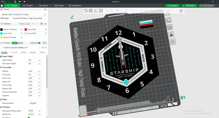 starship flight test clock face by beerdart art signs & logos spacex 3d print model - Mito3D