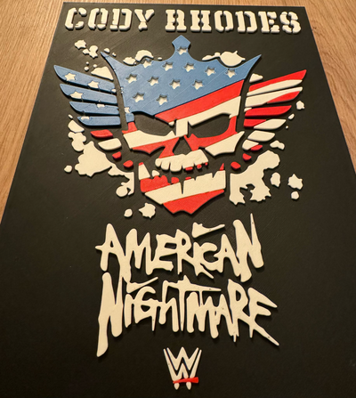 wwe cody rhodos mauer kunst by abonnieren 2d amerikanisch albtraum 3d print model - Mito3D