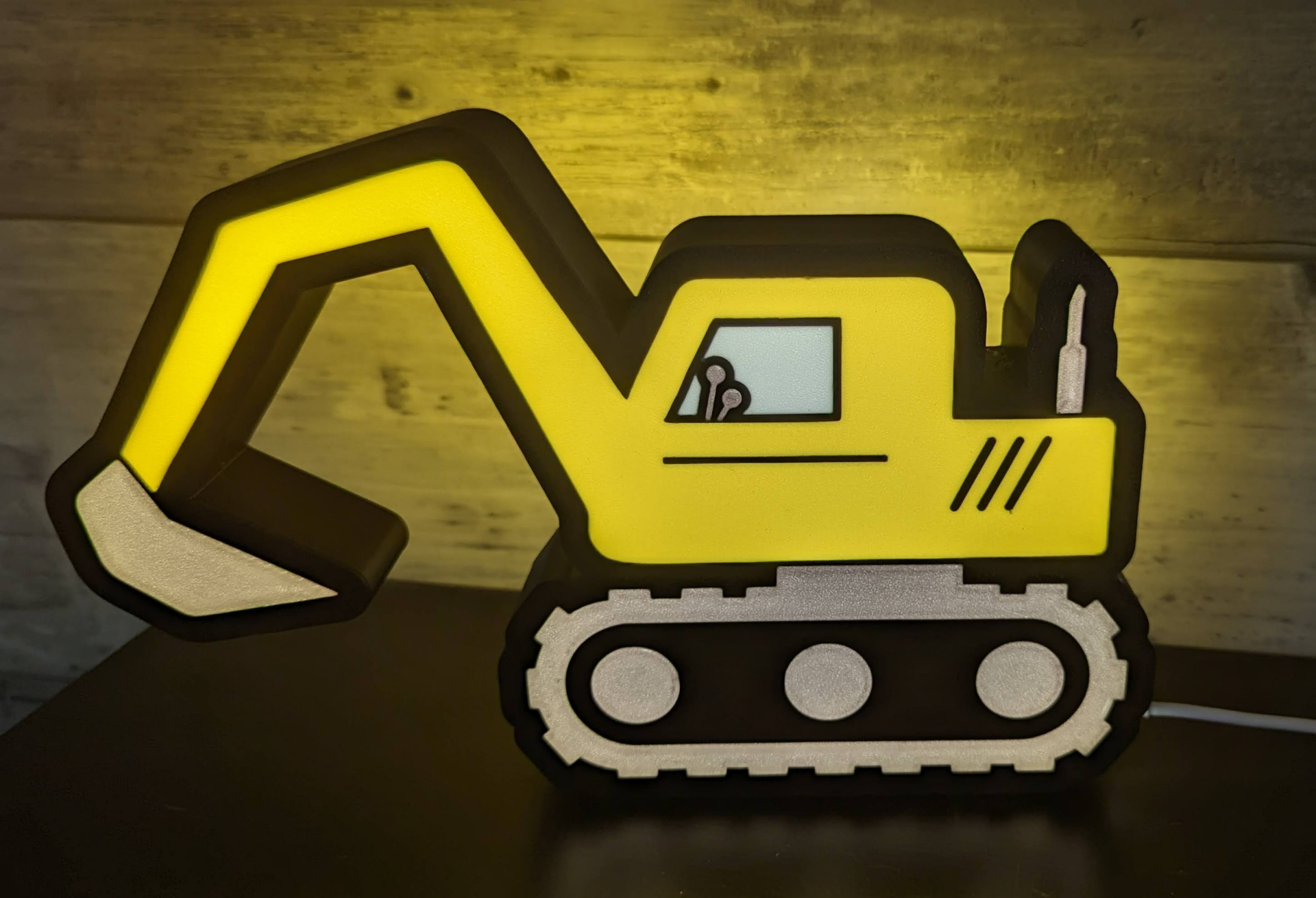 digger excavator lightbox by kt's glitter bar art models construction kids night light 3D print model - Mito3D