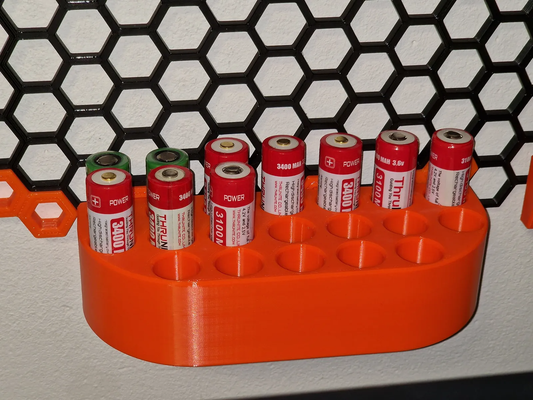 18650 battery honeycomb storage wall by oachkatzl tools organizers hsw honeycombstoragewall honeycombwall 18650battery 3d print model - Mito3D