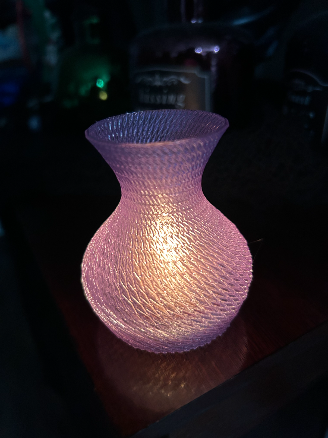 teelicht nachtlicht by dunkel freuden generativ 3d modell my vase twist transparent modus wettbewerb 3D print model - Mito3D