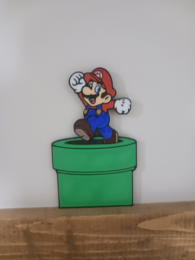 2d mario urdidura tubo parede estante decoração by the3dsportsbeard casa nintendo mario2d arte 3d print model - Mito3D