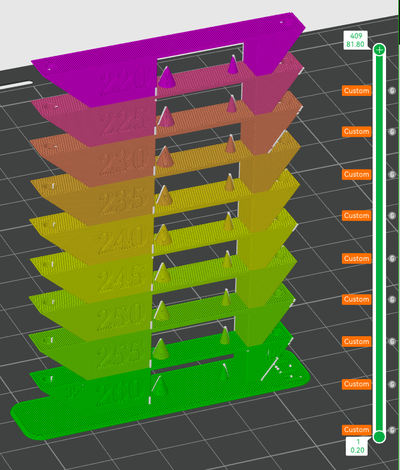 petg temperatura torre puente encordar sobresalir prueba codificado by señorcolor 3d impresora modelos calibración filamento 3d print model - Mito3D