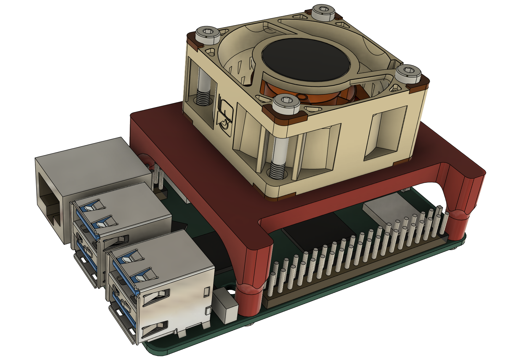 raspberry pi 5 fan mount 40mm by anticrent hobby & diy electronics rpi5 3D print model - Mito3D