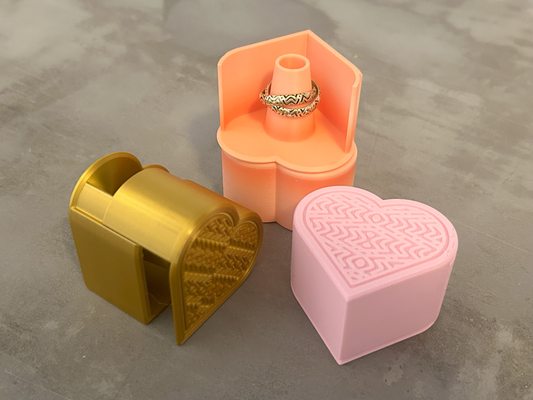 sliding heart ring box display stand by walt adler fashion jewelry ringbox 3d print model - Mito3D