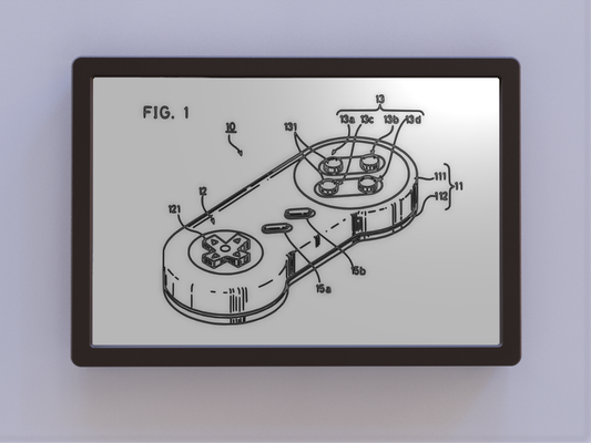 snes controller patent art by ken mills 2d supernintendo 3d print model - Mito3D