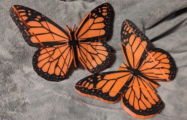 articulated monarch butterfly by jamestheprinter toys & games animal articulation flexible flexi articulatedfigure bend 3d print model - Mito3D