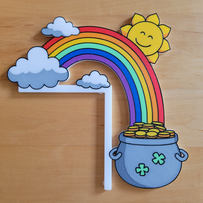 sorte arco iris panela of ouro porta decoração by kabendesign arte 2d cabide quadro armação santo patrick's st patricks patrício stpatricks potogold chuva trevo brilho sol feriado 3d print model - Mito3D