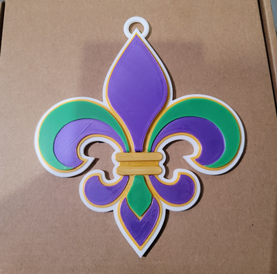 karneval gras fleur de lis1 schleife 3d 180mm serie by lebensmittelgeschäfte haushalt feierlichkeiten orleans festival lis fleurdelis 3d print model - Mito3D