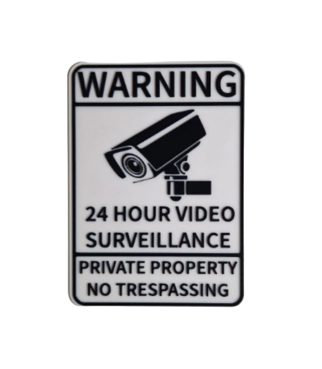 video surveillance sign 2 color no ams by julesprint3d art signs & logos camera recording record home warning protection safety outdoor cam cctv tape security scalable live 24hours private property surveillancecamera 3D print model - Mito3D