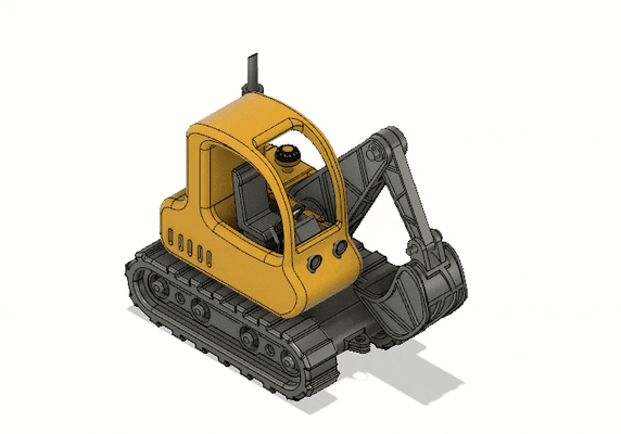 yellow excavator version 2 movements by black jack hobby & diy vehicles automobile constructiontoys mechanical toys 3d print model - Mito3D