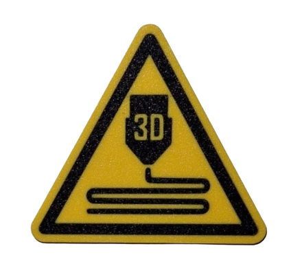 aviso 3d impressora placa laboratório estilo ams by julesprint3d arte sinais logotipos cuidado faça sinal triângulo necessário requeridos assinatura bocal extrusora 3d print model - Mito3D