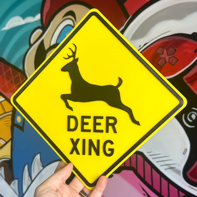 deer xing sign - days by rico3dmaker art signs & logos yellow crossing 3d print model - Mito3D