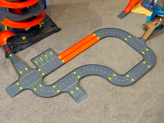 silly streets - hotwheels track pack dual lane by sillysnax toys & games sillystreets hot wheels matchbox cars toy car trackpack road racing diecast model 3d print model - Mito3D