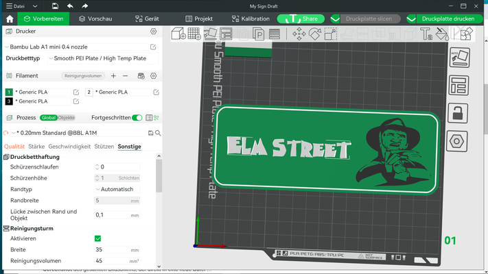 elm street sign freddy by mkraus1976 generative 3d model my nightmare on krueger a1 mini ams 3 colors 3d print model - Mito3D