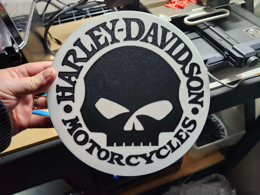 harley davidson crânio luz caixa parede arte by tri 3d sinais logotipos conduziu 3d print model - Mito3D