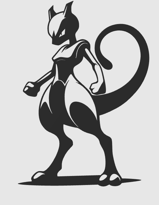 mewtwo pokémon art mural by bossu 2d 3D print model - Mito3D