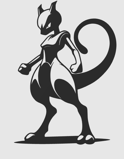 mewtwo pokémon art mural by bossu 2d 3d print model - Mito3D