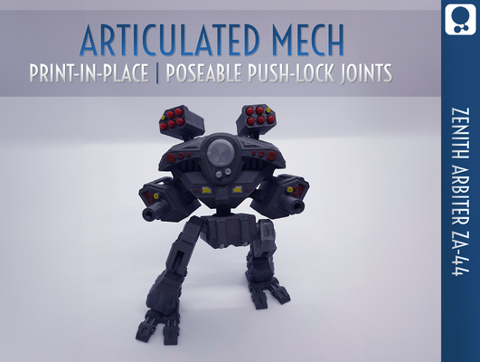 articolato mech zenit arbitro za 44 pip by jaatinen3d miniature posabile flessibile stampa in posto print place printinplace robot battletech mechwarrior push lock battlemech combattere guerra giochi giocattolo giochi miniatura 3d print model - Mito3D