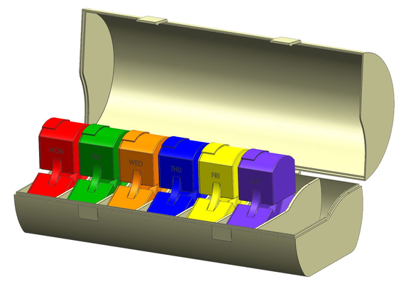 weekly pill organizer - morning noon evening by attv85 household house models box capsule pills pillsbox storage pillbox health healthcare care healthandsafety safety 3d print model - Mito3D