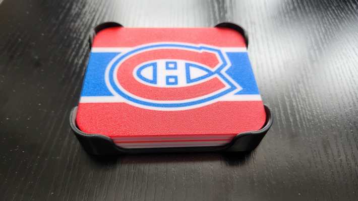 montreal canadese sottobicchiere impostato in piedi by fodelec arte segni loghi canadesi sottobicchieri hockey sport ams 3d print model - Mito3D