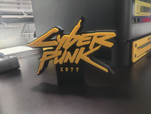 logo cyberpunk2077 by kolber jouets jeux jeu pc xbox playstation cyber cyberpunk 2077 déco décoration étagère 3d print model - Mito3D