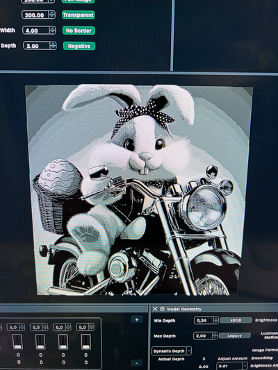 hueforge easter bunny on a motorcycle by fastfrosch art 2d 3d print model - Mito3D