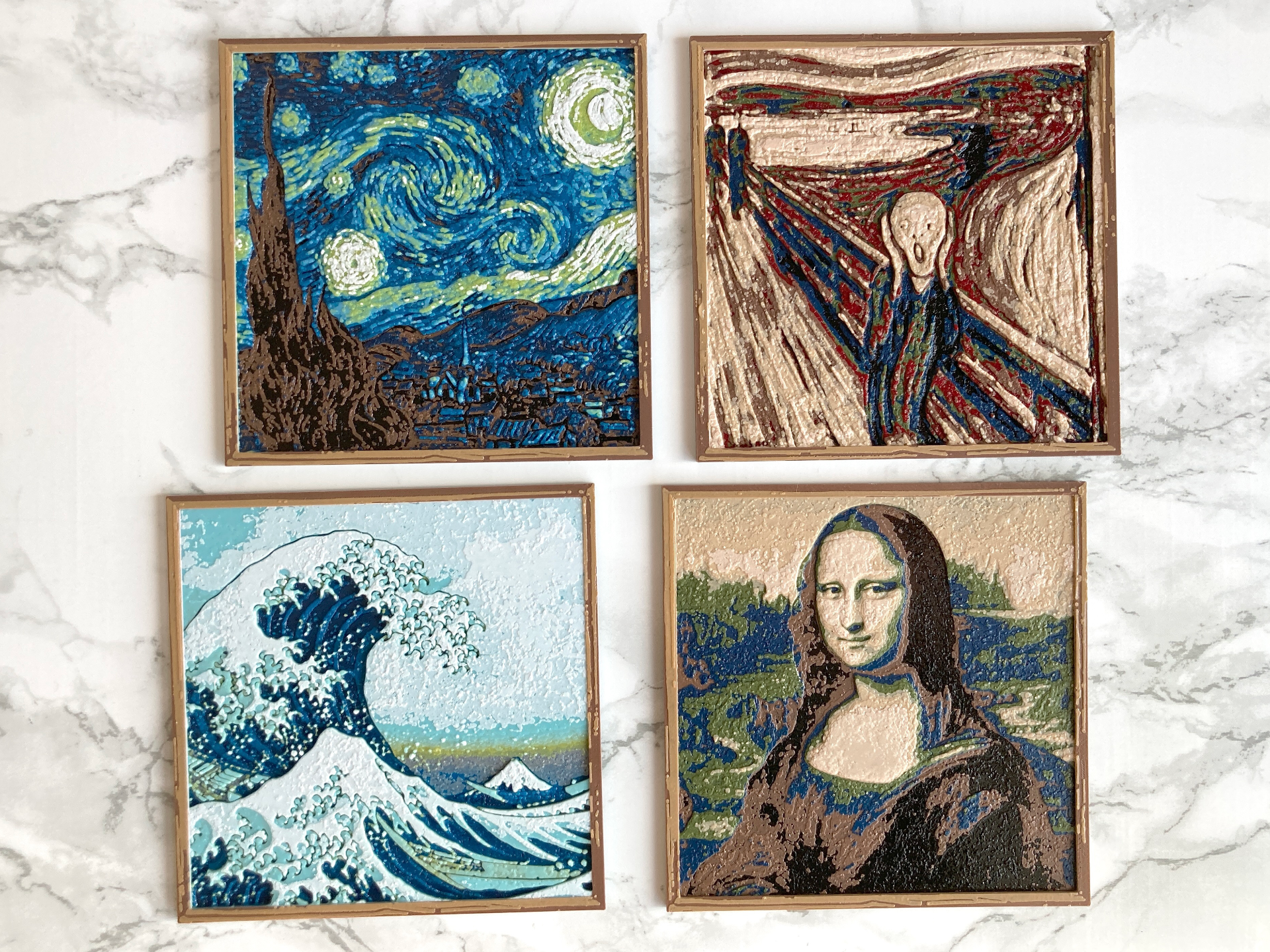 fein kunst klassisch hutschmiede untersetzer by penolopybulnick haushalt dekor klassischekunst mona lisa sternenklare nacht van gogh van mona sternenklar schrei greatwaveoffkanagawa welle großartig kanagawa ventilator 2d reproduktion einstellen 3D print model - Mito3D