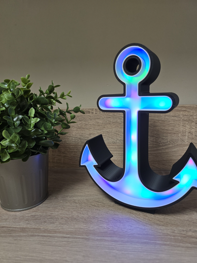 anker çapa led ışık by printfarm24 sanat işaretler logolar deko logo çizme wasser göl lamba 3d print model - Mito3D