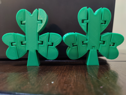 articulated shamrock 2 versions by uncle joeys creations household decor print in place 3d print model - Mito3D