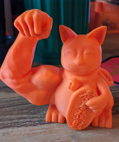 strong maneki neko lucky cat by virtualeech art sculptures 3d print model - Mito3D