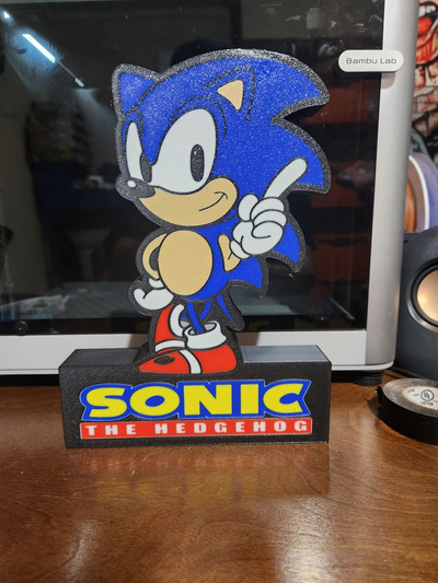 sonic erizo ligero caja by bromigo77 arte señales logos led ligera juego azar dibujos animados película 3d print model - Mito3D