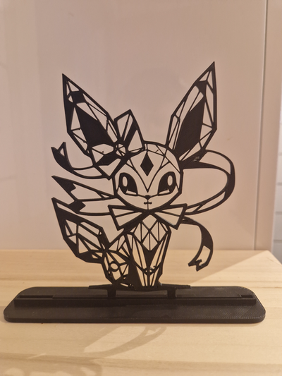 geometrico poli sylveon modello v 3 schermo piatto by 3dprintwolf arte sculture playtoz pokemon 2d linea artistica lowpoly bambino disegno design 3d print model - Mito3D