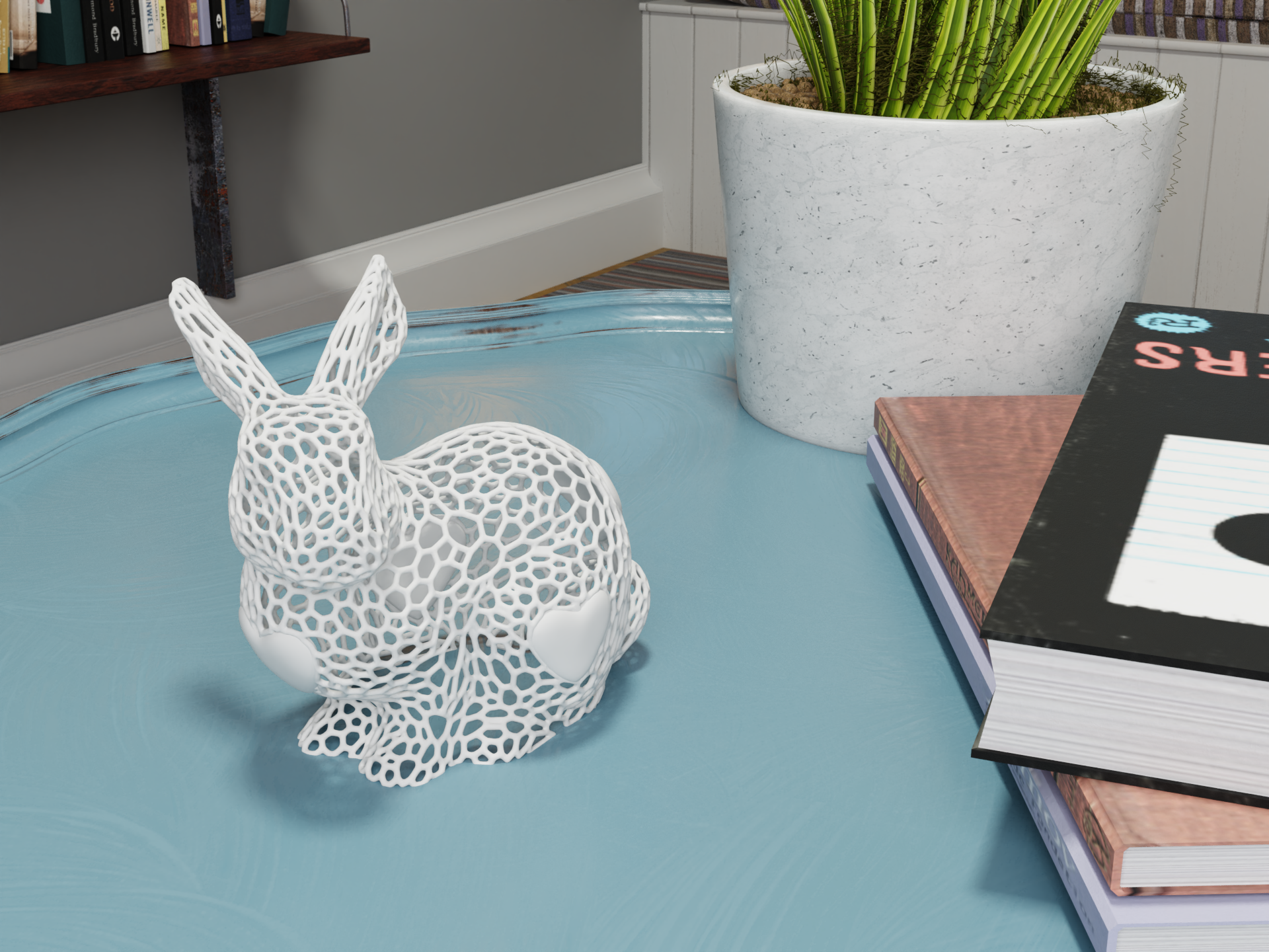 voronoi bunny of love remixed by ds design household decor 3d art gift heart 3dprint valentine valentinesday adorable decorative dec voronoilamp 3D print model - Mito3D