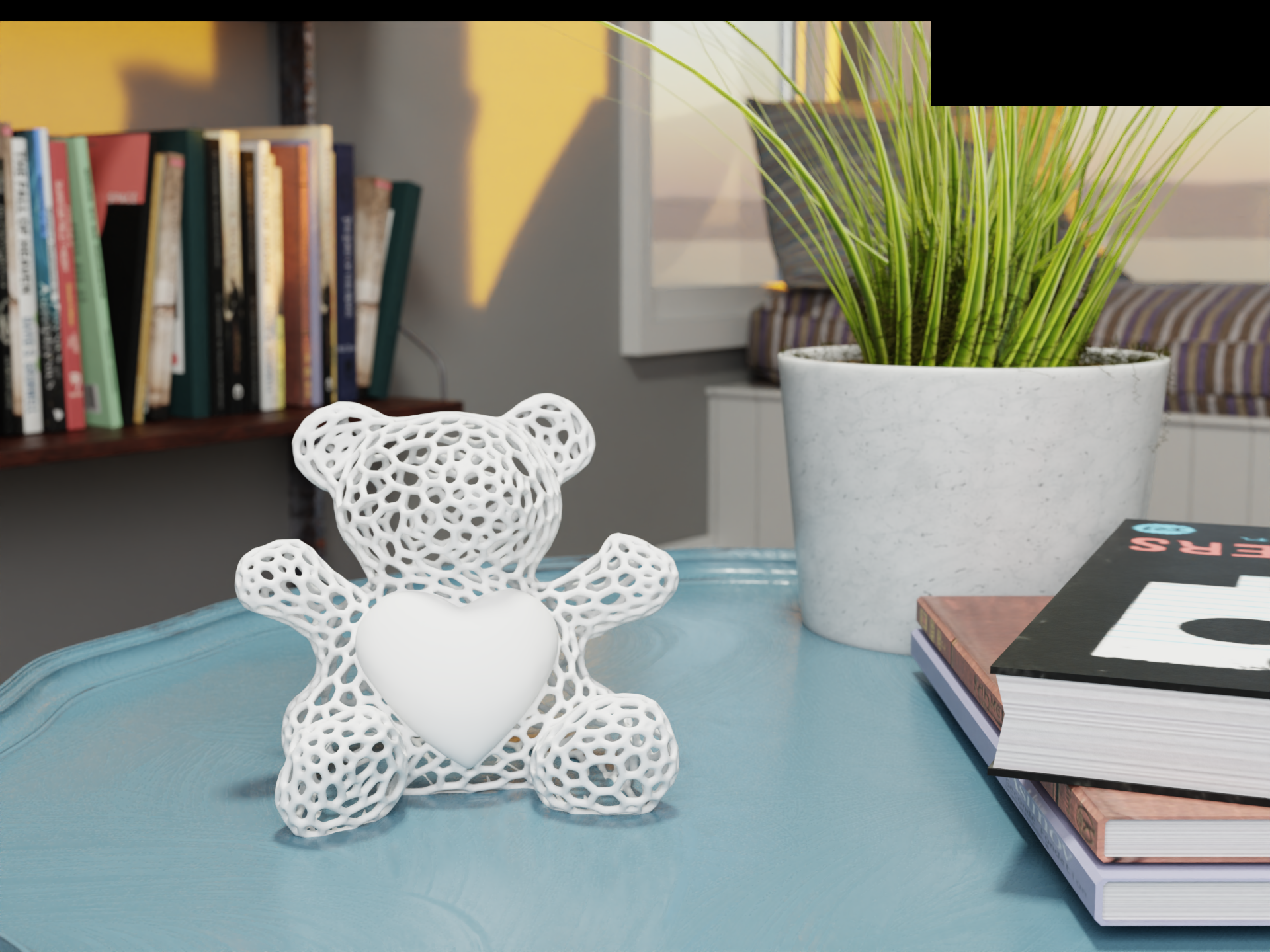 voronoi ayı of aşk yeniden karıştırılmış by ds tasarım ev halkı dekor 3d şirin kendin yap eğlence 3dprint sevgili sevgililer günü sevimli kalp deseni 3D print model - Mito3D