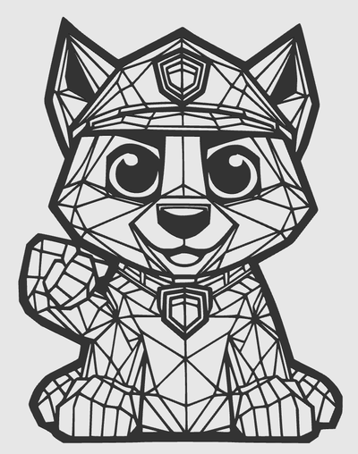 pawpatrol lineart mauer by soulknight1989 kunst 2d pfote patrouillieren wandkunst 3d print model - Mito3D