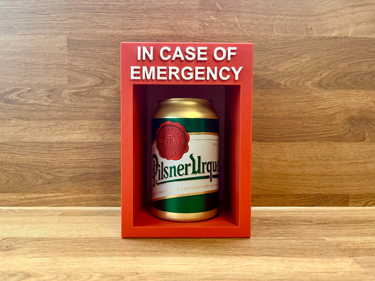 in caso funda of emergencia caja cerveza edición by pedro h casa decoración lata regalo gracioso divertido idea alcohol seguridad soda partido beber bebidas reajuste salarial coca niños 7up agua garaje arte cocina fuego decorativo heineken pilsen budweiser corona stella guinness carlsberg brote ligero lager elaborar sidra bebida cumpleaños padre 3d print model - Mito3D