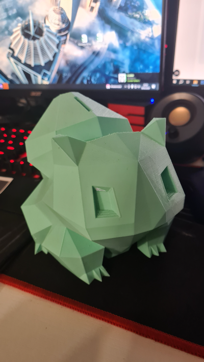 pokemon bulbasaur poly piggy bank coin remixed by buczuuu art models box case piggybank 3d bulbasaurpokemon 3d print model - Mito3D