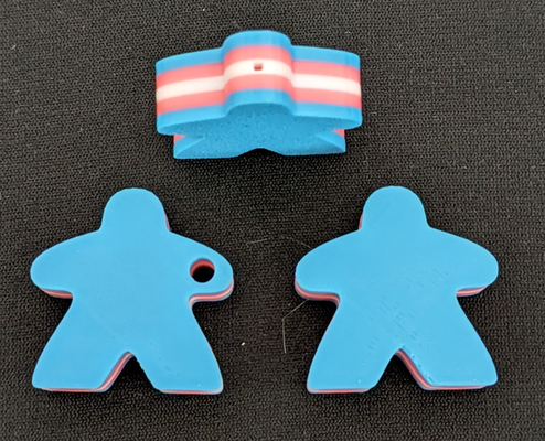 meeple keyfob or buddy trans flag colors by cory isakson fashion models transgender 3d print model - Mito3D