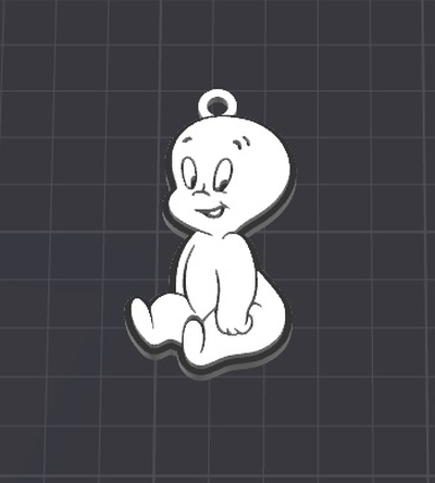 cartoon character casper ghost keychain necklace charm free commercial by dominator334 toys & games characters keychains accessories accessory keyring keyrings key chains chain fun love happy disney boy boys girl girls kids kid easy easyprint easytoprint funny ams ready amslite 3d print model - Mito3D