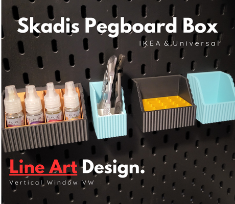 ikea skadis scatola vw 01 04 by arte progetto 3d passatempo fai contenitore conservazione pannello forato immagazzinaggio hsw piolo attrezzo accessorio cassetta degli attrezzi matita spazzola favo parete stoccaggio nido d 39 ape multiboard 3d print model - Mito3D