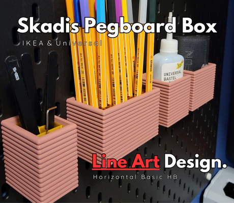 ikea skadis box hb 01-04 by art design 3d household office container storage peg board storagebox hsw tool toolbox pencil brush design honeycomb wall honeycombstoragewall multiboard accessory 3d print model - Mito3D