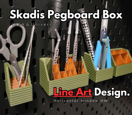 ikea skadis box hw 01-04 by art design 3d tools organizers container storage peg board storagebox hsw tool pencil brush design honeycomb honeycombstoragewall wall multiboard accessory 3d print model - Mito3D