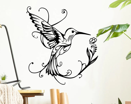 colibri mur décor by oculaire dynamique ménage décoration 3d art oiseau ailes fleur rose mignonne adorable noël bureau animal accessoires accessoire p1p x1c p1s 3d print model - Mito3D